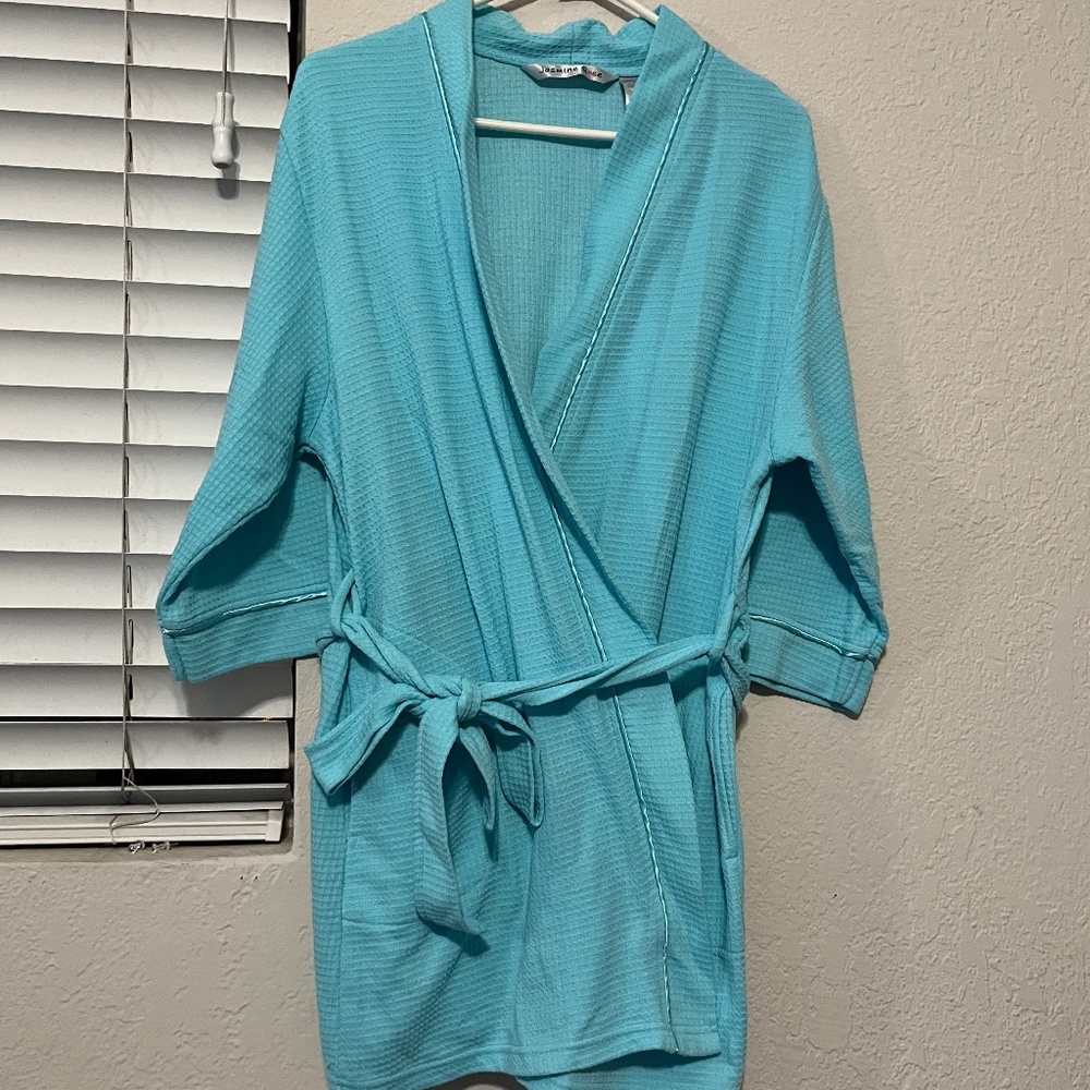 jasmine rose large light blue bathrobe